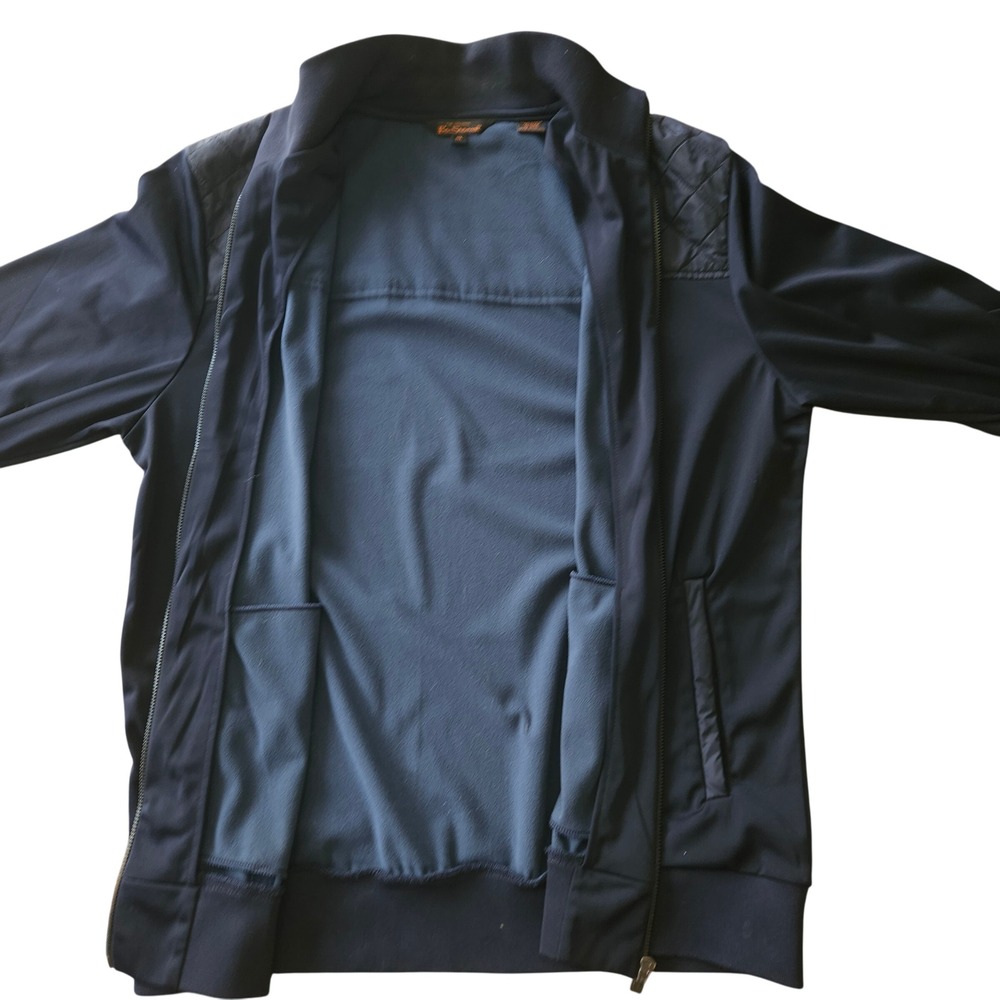 Ben Sherman Quilted Panel Track Jacket Navy Full Zip Bomber XL Elbow Patches - Picture 3 of 6